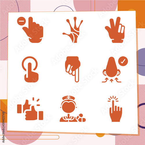 Simple set of 9 icons related to feel
