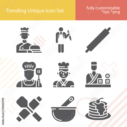 Simple set of recipes related filled icons.