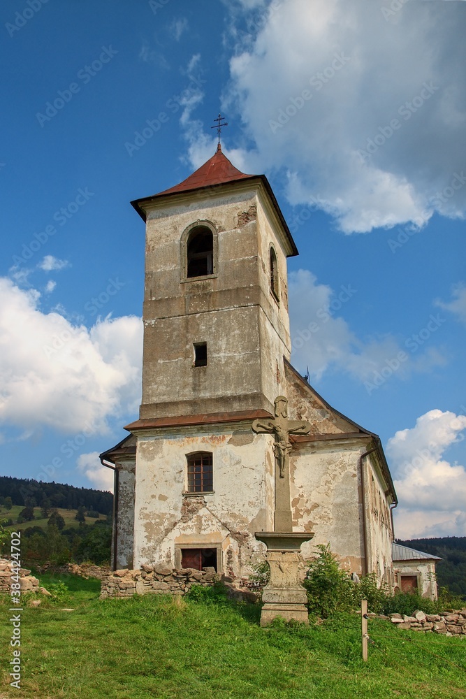 derelict church on the Czech-Polish border in Central Europe