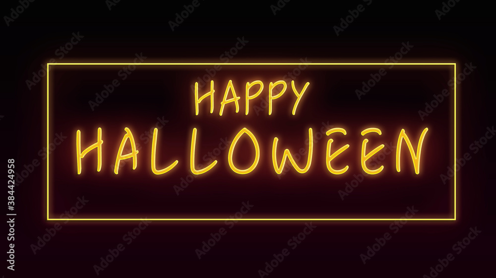 happy Halloween neon lights banner. best for greeting cards 