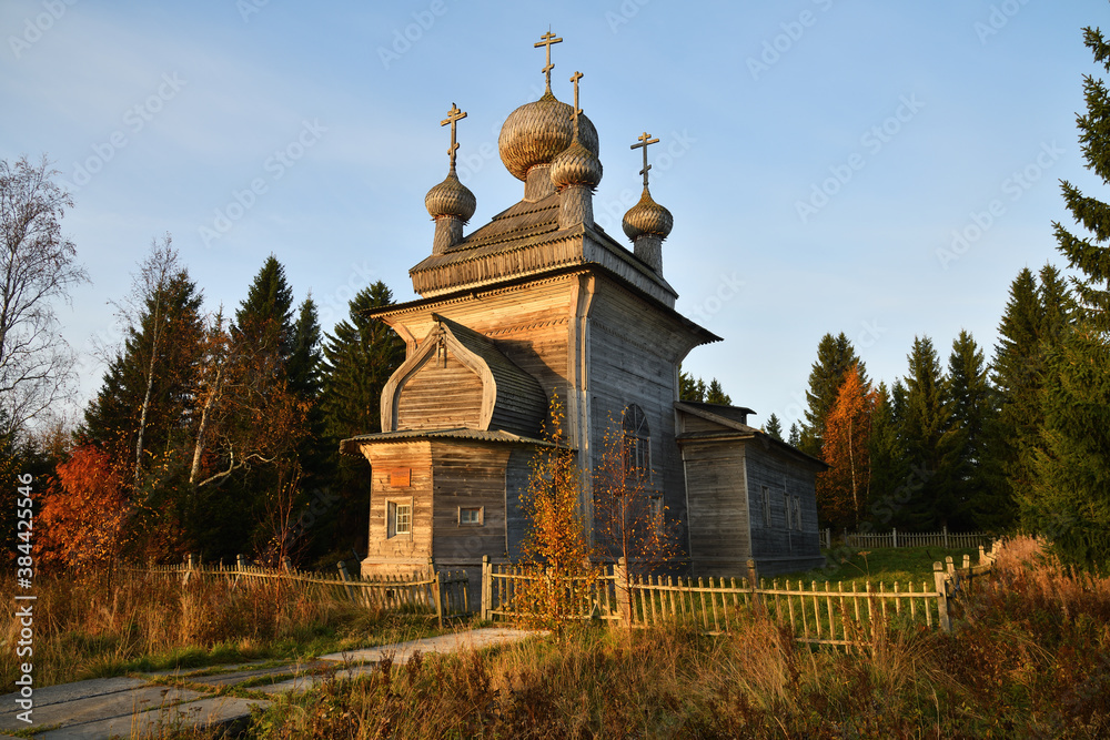 Wooden church of Peter and Paul in Virma, Republic of Karelia, Russia,