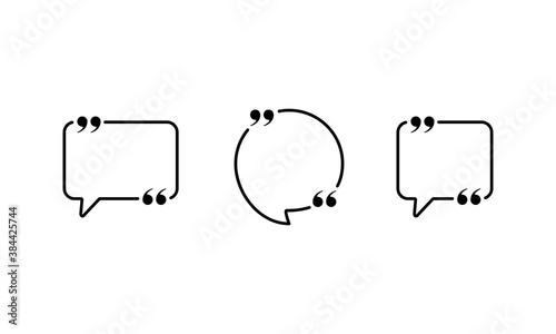 Quote blank template line icon. Speech quotation marks. Design elements. Creative quote text frame. Vector EPS 10. Isolated on white background.