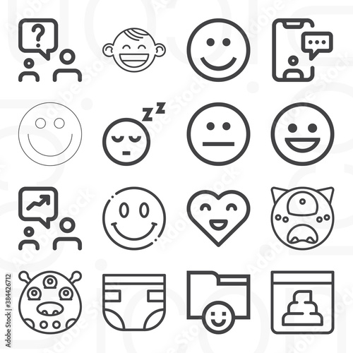 16 pack of alarmed  lineal web icons set