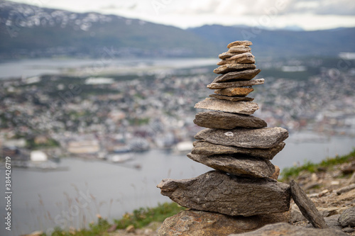 Canvas Print Rock balance pile in Tromsø, Norway