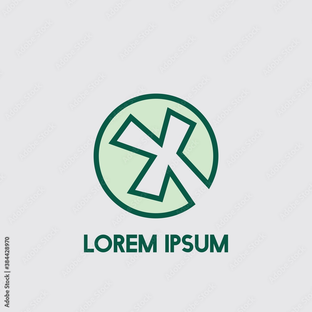 X Negative Space Initial Logo Concept Circle Icon Template
