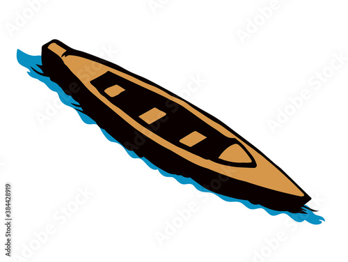 Old wooden boat. Vector drawing