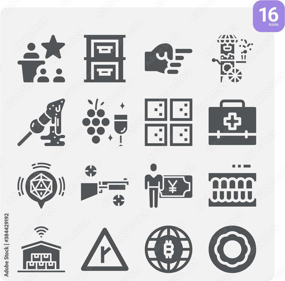 Simple set of clinical related filled icons.