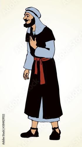 Jewish man in old clothes. Vector drawing