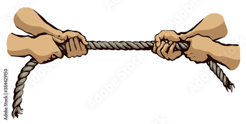 Tug of war. Vector drawing