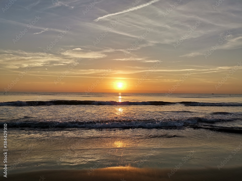 Sunrise on the beach on an October day