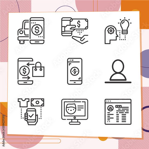 Simple set of 9 icons related to textual