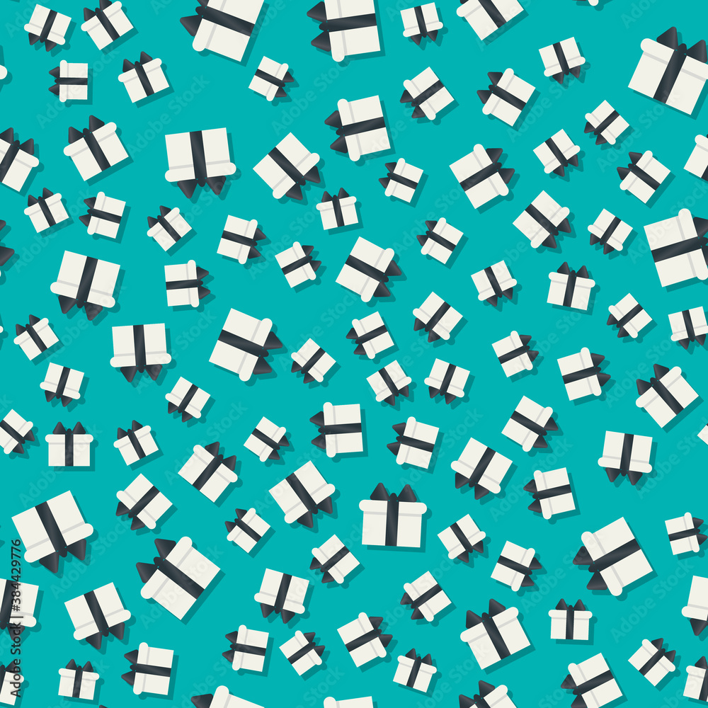 white gift pattern. Seamless vector illustration for the holiday. The template is suitable for posters, cards, fabrics or wrapping paper.