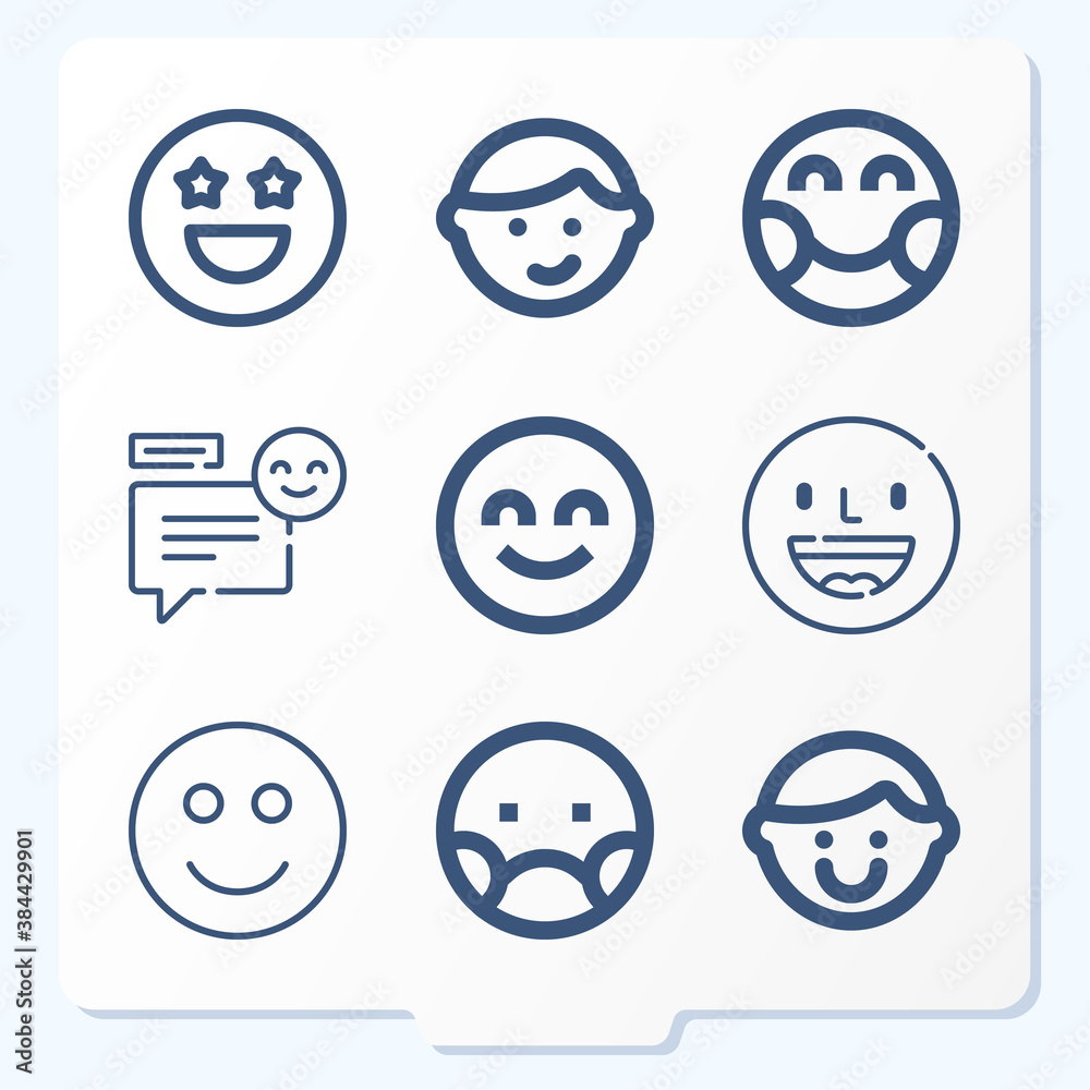 Simple set of 9 icons related to facial gesture