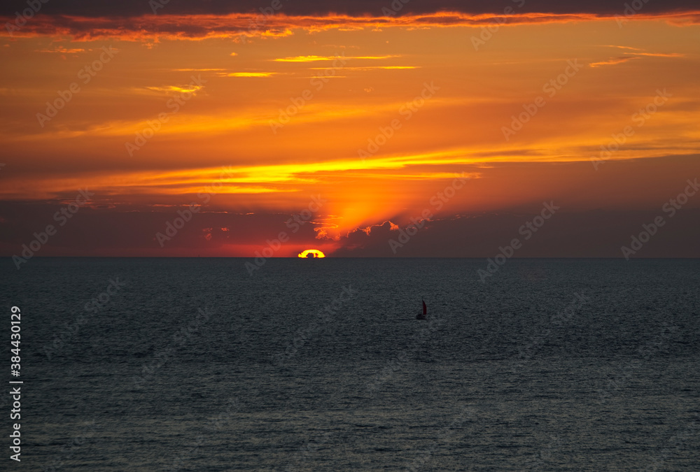 Amazingly beautiful southern sunset on the Black Sea.