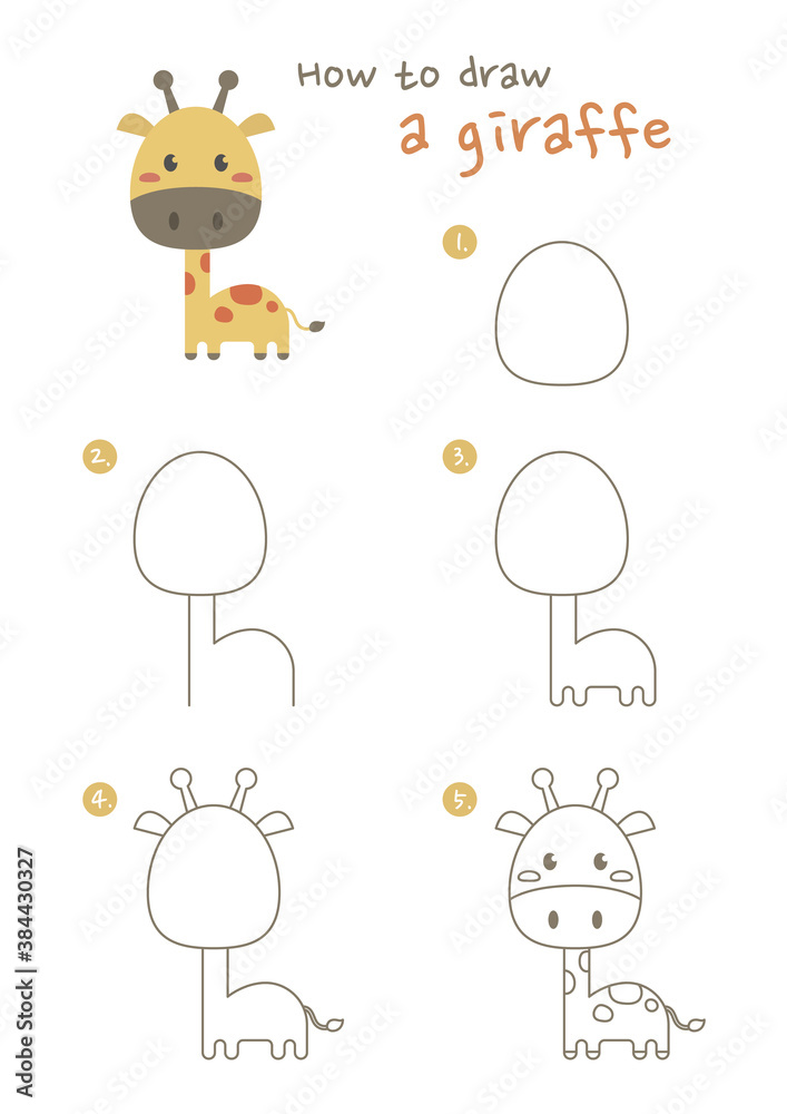 How to Draw a Giraffe Stock Vector | Adobe Stock