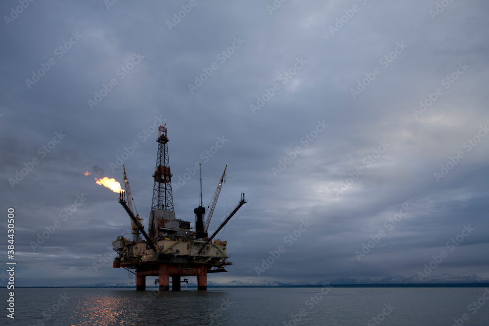 Fototapeta premium Offshore Oil Rig, Cook Inlet, Alaska
