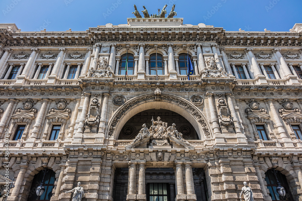 Architectural fragments of Palace of Justice (Corte Suprema di Cassazione, 1888). Rome, Italy.