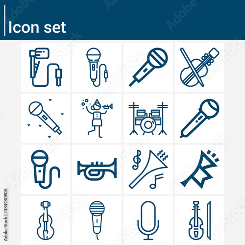 Simple set of concert related lineal icons.
