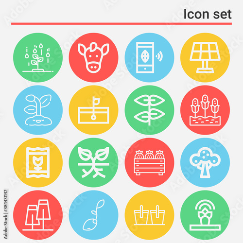 16 pack of cultivation lineal web icons set