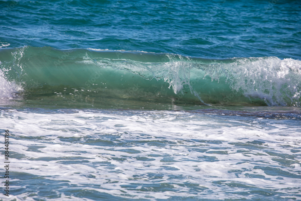 Aegean sea by day in storm, resort, foam, horizontal Aegean sea by day in storm, resort, foam, horizontal