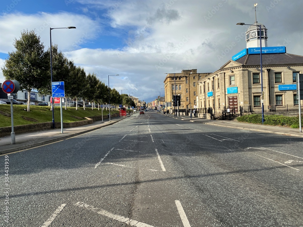 Manningham Lane, the road from Bradford to Keighley, on a fine day in, Bradford, Yorkshire, UK