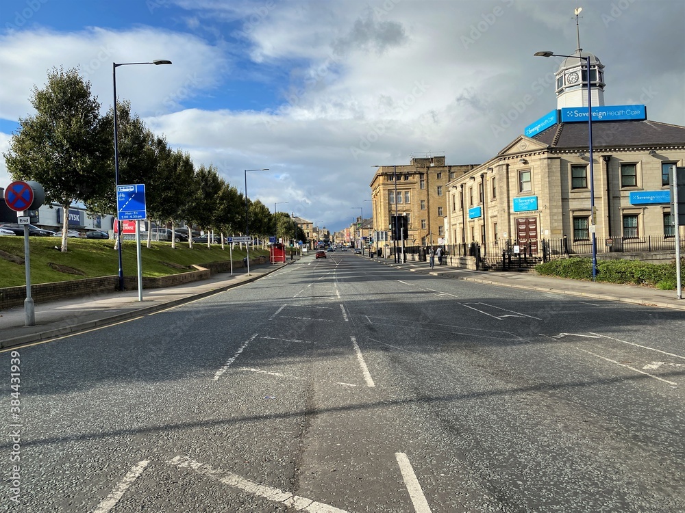 Manningham Lane, the road from Bradford to Keighley, on a fine day in, Bradford, Yorkshire, UK Manningham Lane, the road from Bradford to Keighley, on a fine day in, Bradford, Yorkshire, UK