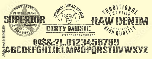 Old school vector graphic for fashion and printing. Hand drawn  calligraphy typeface.