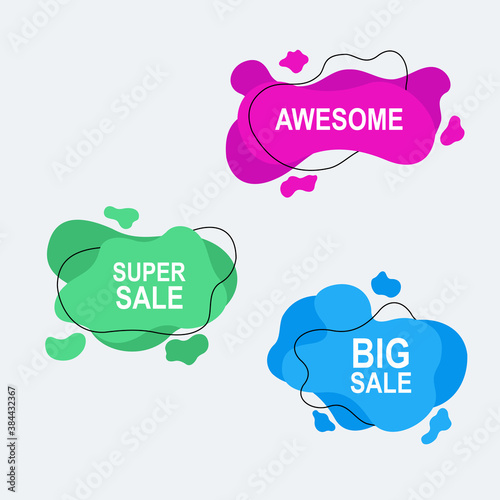 set of speech bubbles with amoeba flat design for promotion