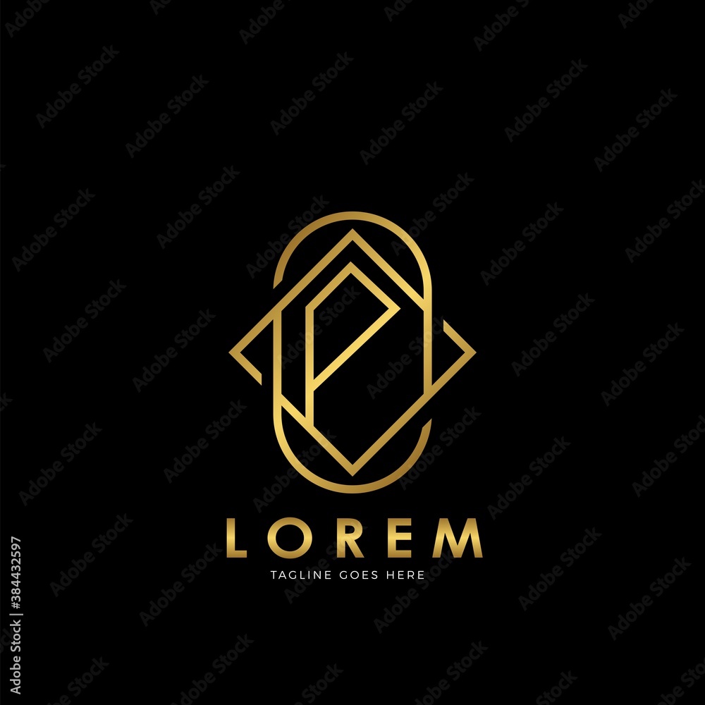 Golden P Initial letter Logo Vector Design Concept Geometrical Line Golden P Initial letter Logo Vector Design Concept Geometrical Line
