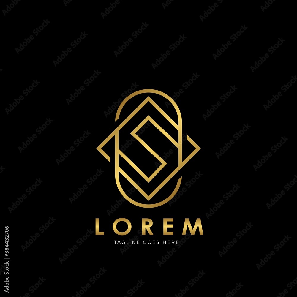 Golden S Initial letter Logo Vector Design Concept Geometrical Line Golden S Initial letter Logo Vector Design Concept Geometrical Line