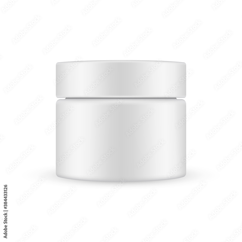 Blank cosmetic jar mockup isolated on white background, front view. Vector illustration Blank cosmetic jar mockup isolated on white background, front view. Vector illustration
