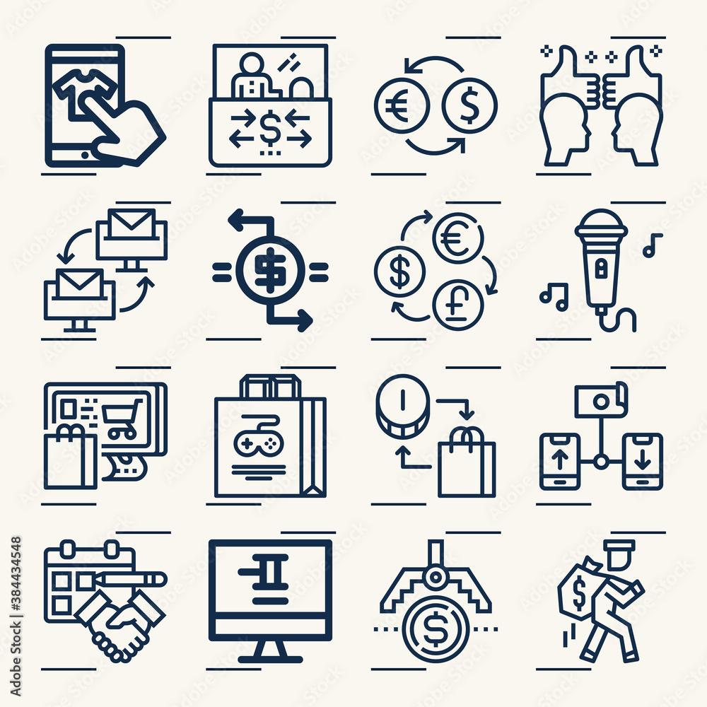 Simple set of bargain related lineal icons. Simple set of bargain related lineal icons.
