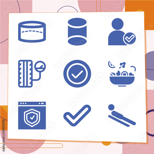 Simple set of 9 icons related to valves