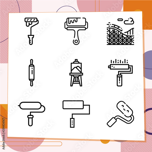 Simple set of 9 icons related to thrill