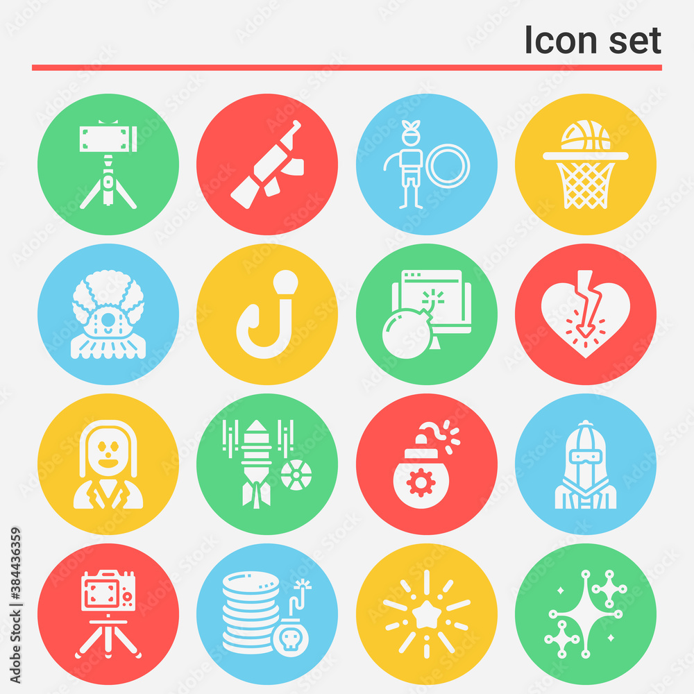 16 pack of onset  filled web icons set