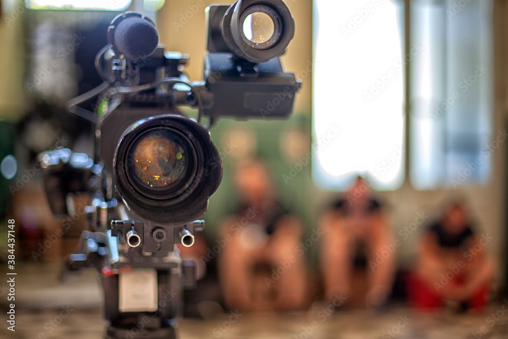 Film industry. detail of Video camera. Broadcasting and Recording with Digital Camera Film industry. detail of Video camera. Broadcasting and Recording with Digital Camera