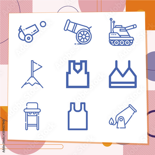 Simple set of 9 icons related to upper