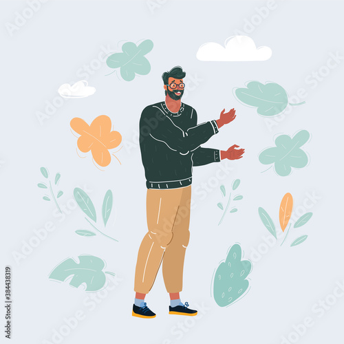 Vector illustration of Full length portrait of a smart young man. Isolated on white.