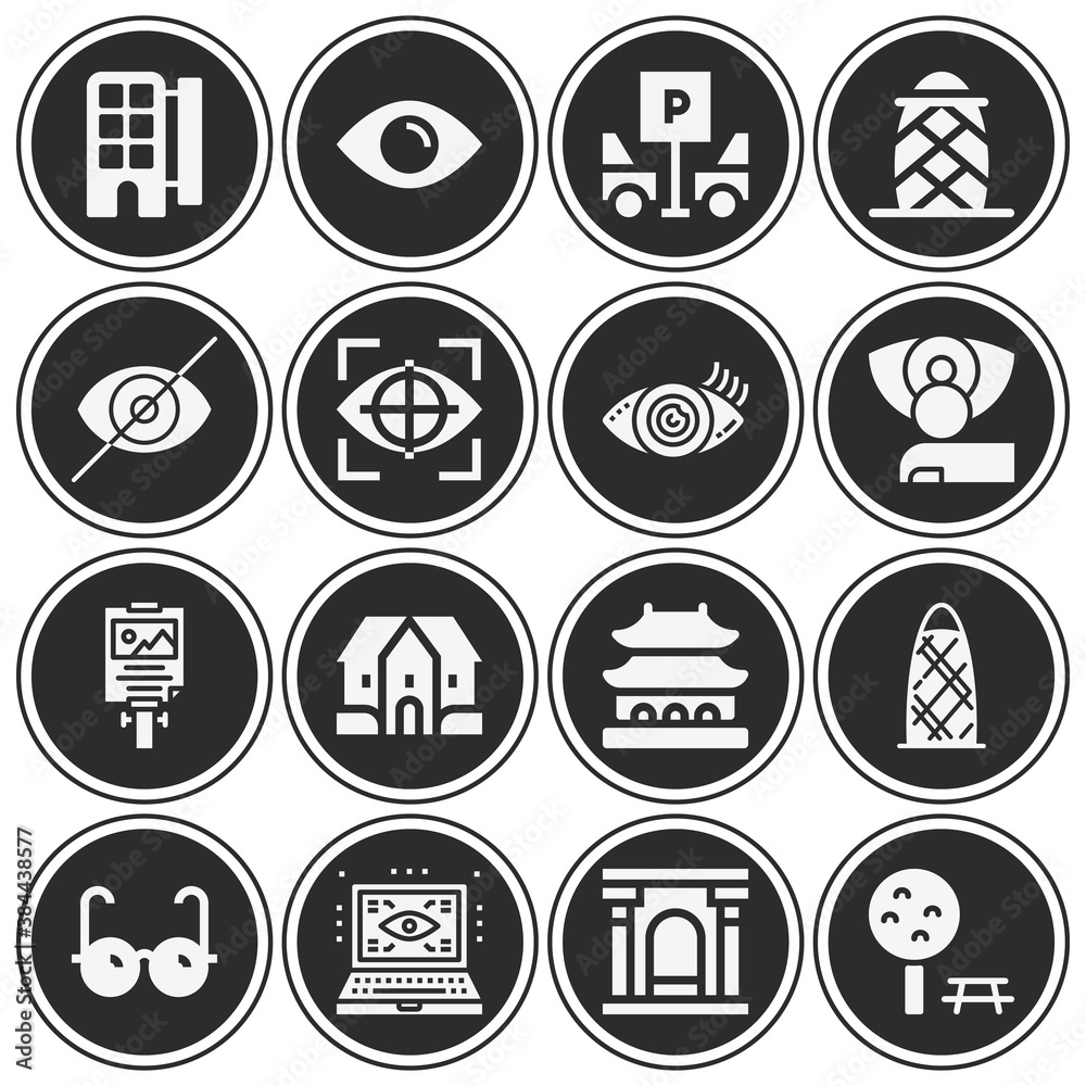 16 pack of down town filled web icons set 16 pack of down town filled web icons set