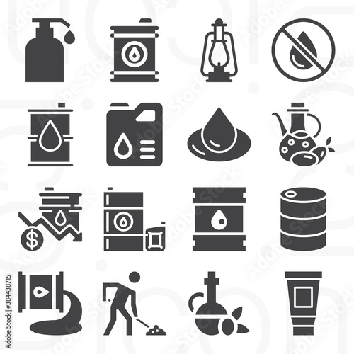 16 pack of grease  filled web icons set