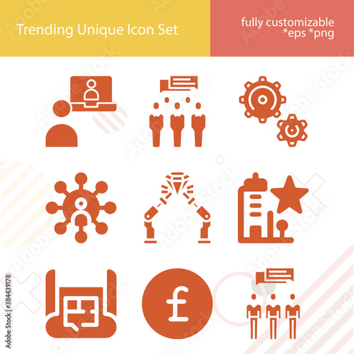 Simple set of cooperation related filled icons.