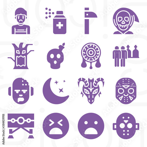 16 pack of anguish  filled web icons set