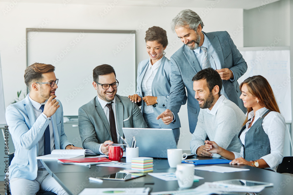 young business people meeting office teamwork group success corporatye  discussion senior laptop Stock Photo | Adobe Stock