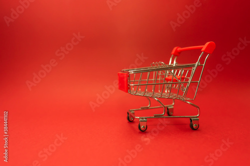 A shopping truck on a red background