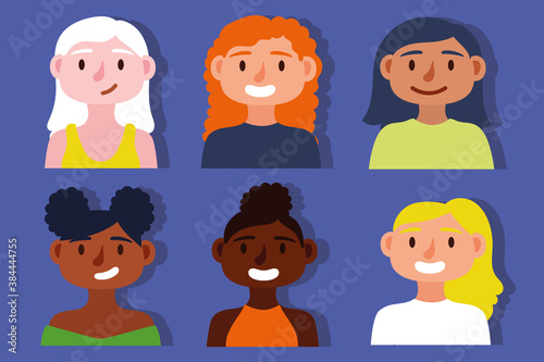 group of interracial girls Inclusion concept