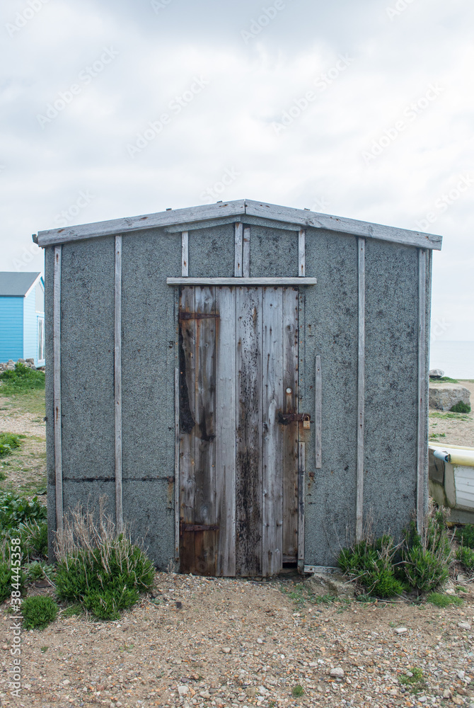 Fototapeta premium Old huts on Portland bill dorset england uk 