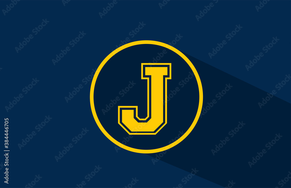 yellow blue J alphabet letter logo icon with circle. Simple and creative design for business and company yellow blue J alphabet letter logo icon with circle. Simple and creative design for business and company