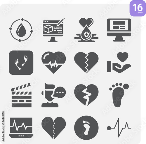 Simple set of respected related filled icons.