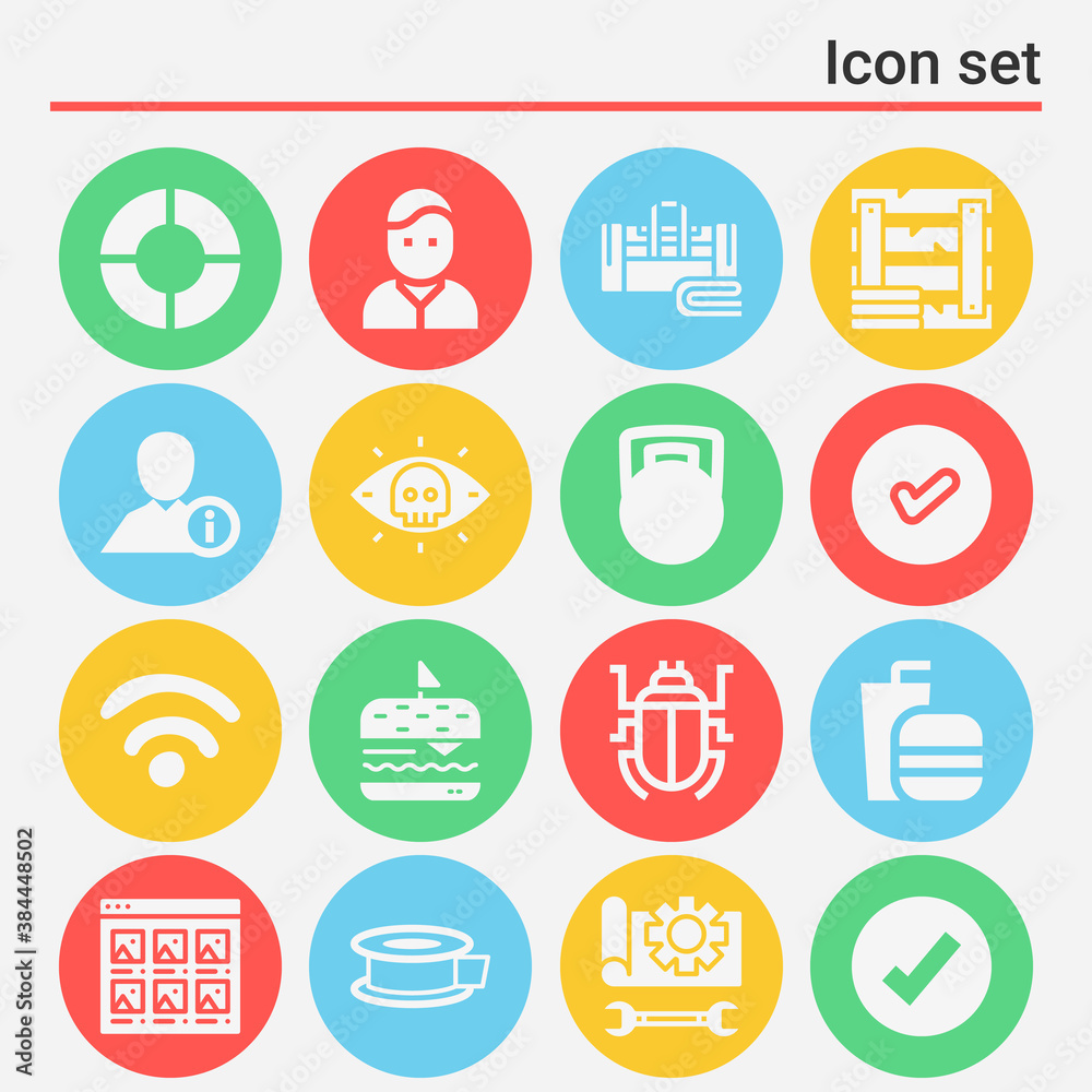 16 pack of in  filled web icons set