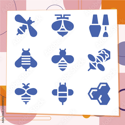 Simple set of 9 icons related to pollen